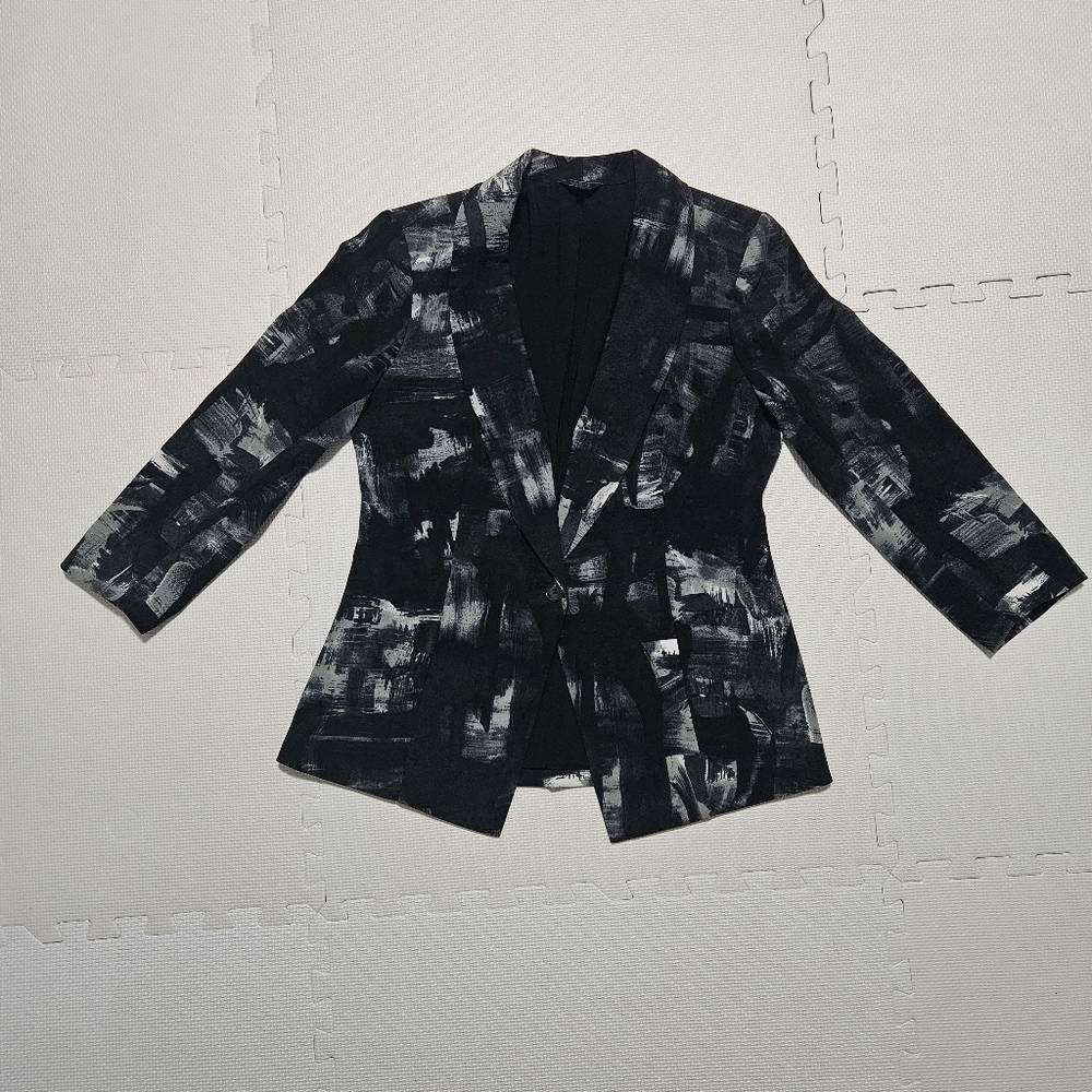 Guess Black and Gray Patterned Blazer